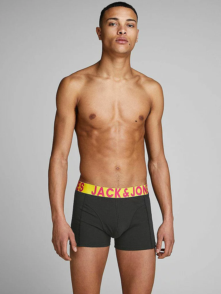Boxer JACK & JONES "JACCRAZY im Dreierpack mit kontrastfarbenem Bund und Stretchkomfort", Herren, Gr. XL, 3 Stk., blau (schwarz, grau, blau), Jersey, Obermaterial: 95% Baumwolle, 5% Elasthan, unifarben mit Farbeinsatz, Unterhosen, unifarben mit Farbeinsat 9